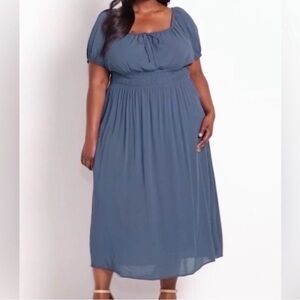 Lane Bryant Navy Gathered Dress